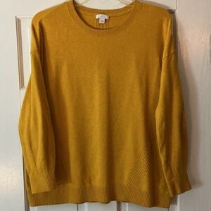 J. Jill Women’s Golden Crewneck Sweater with Ribbed Details